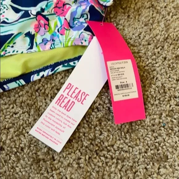 Lilly Pulitzer Isle Lattice one piece deep sea navy sway this way NEW - Picture 3 of 4